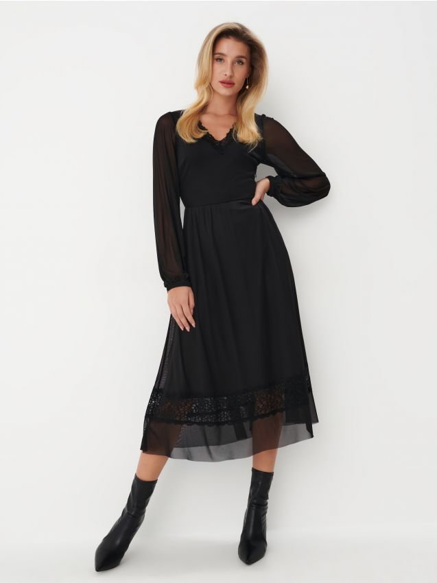 Mohito - Czarna sukienka midi - czarny