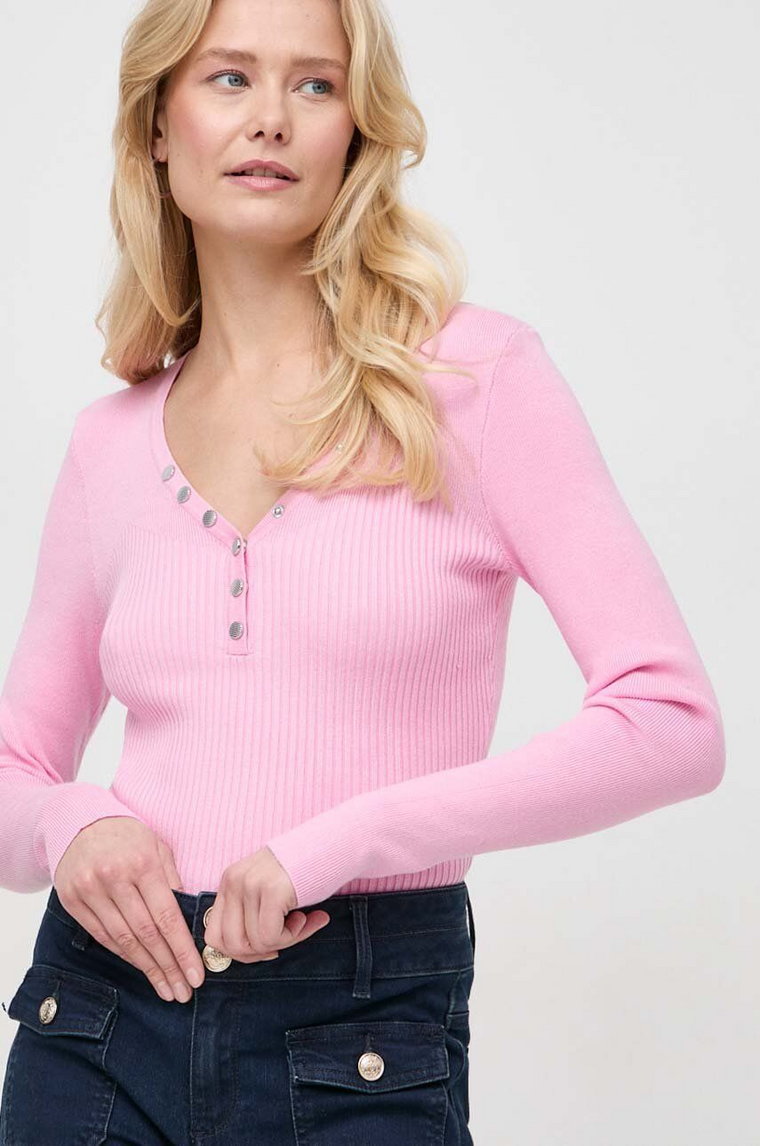 Morgan sweter MIGNO damski kolor różowy lekki