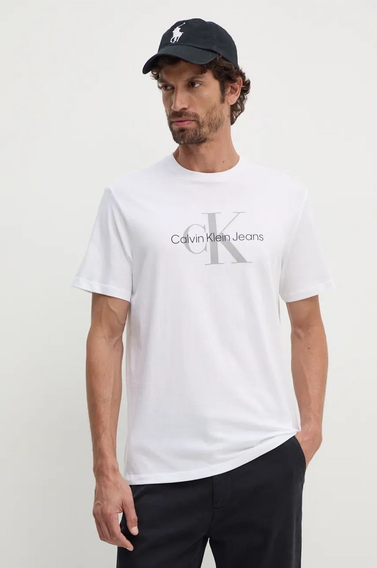 Calvin Klein Jeans t-shirt bawełniany męski kolor biały z nadrukiem 00040EM286