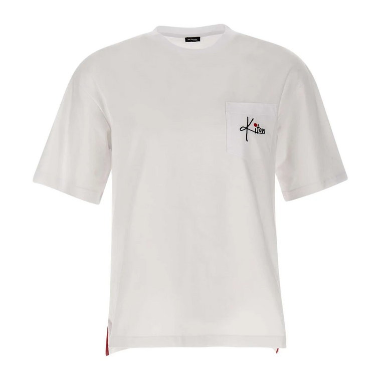 Biała bawełniana koszulka męska z logo Kiton