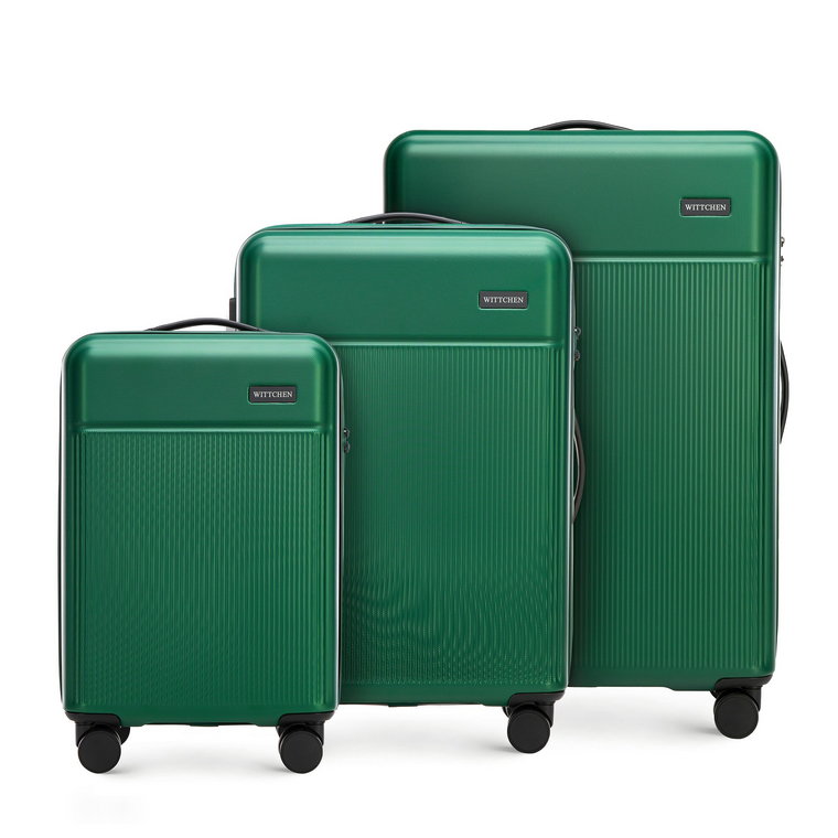 Zestaw walizek z ABS-u z pionowymi paskami zielony