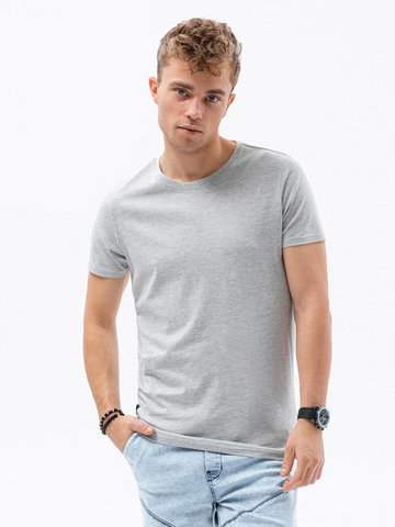T-shirt męski bawełniany BASIC S1224 - szary melanż - L