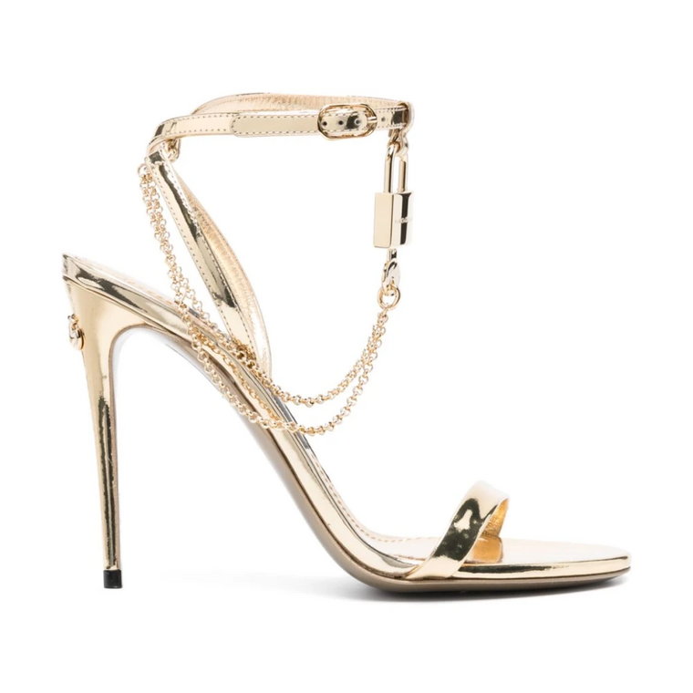 Złote Sandały z Obcasem 11.0 cm Dolce & Gabbana