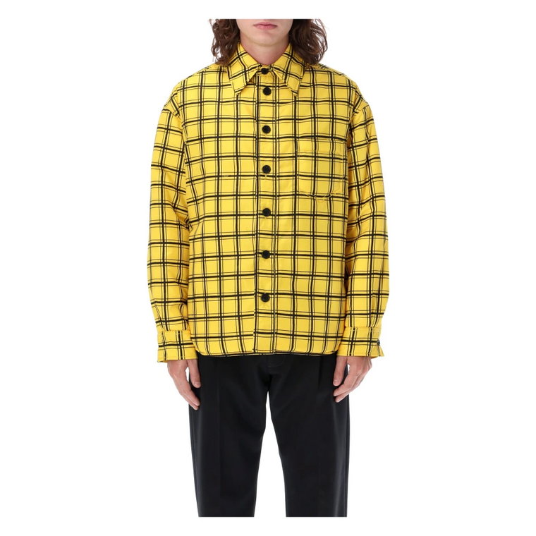 Kurtka Overshirt w Żółtą Kratę Marni