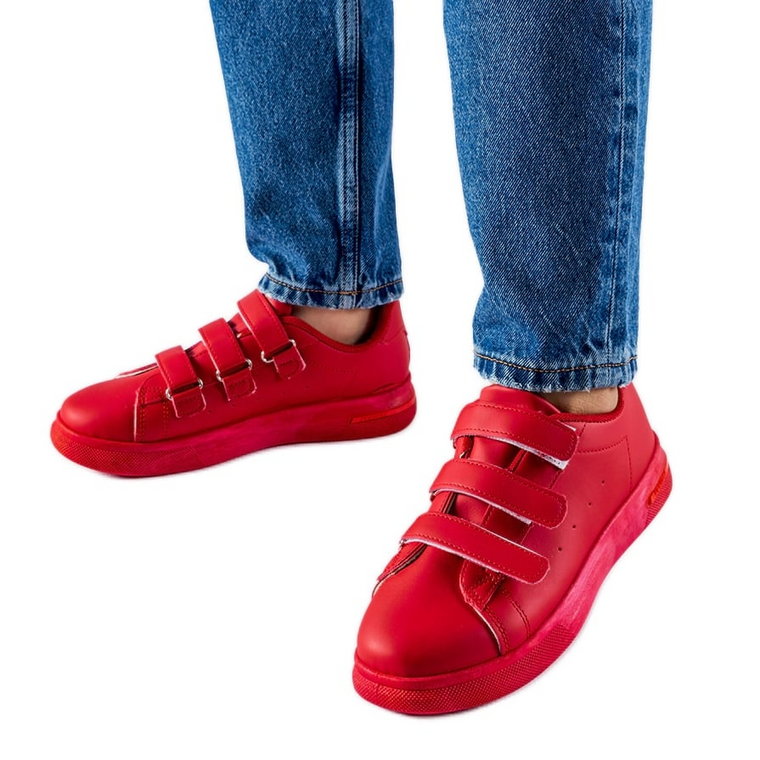 Czerwone sneakersy zapinane na rzepy Paré