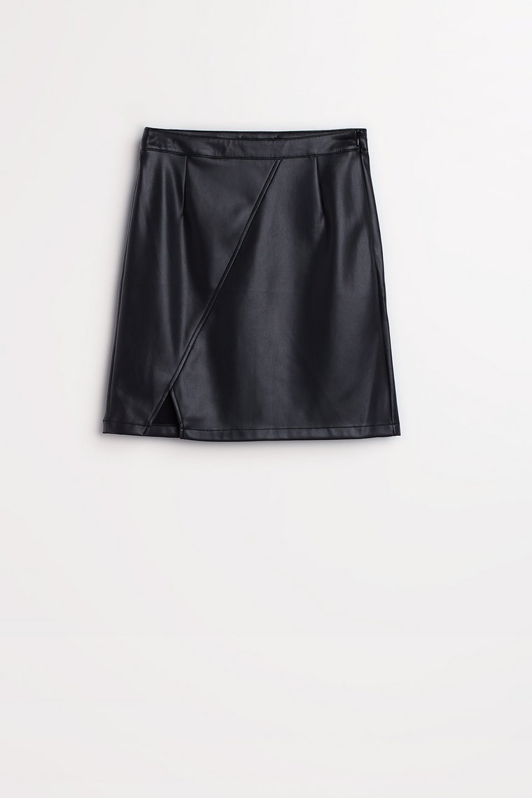 Krótka spódnica ze skóry ekologicznej, czarna