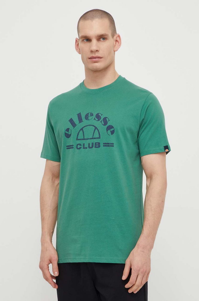 Ellesse t-shirt bawełniany Club T-Shirt męski kolor zielony z nadrukiem SHV20259