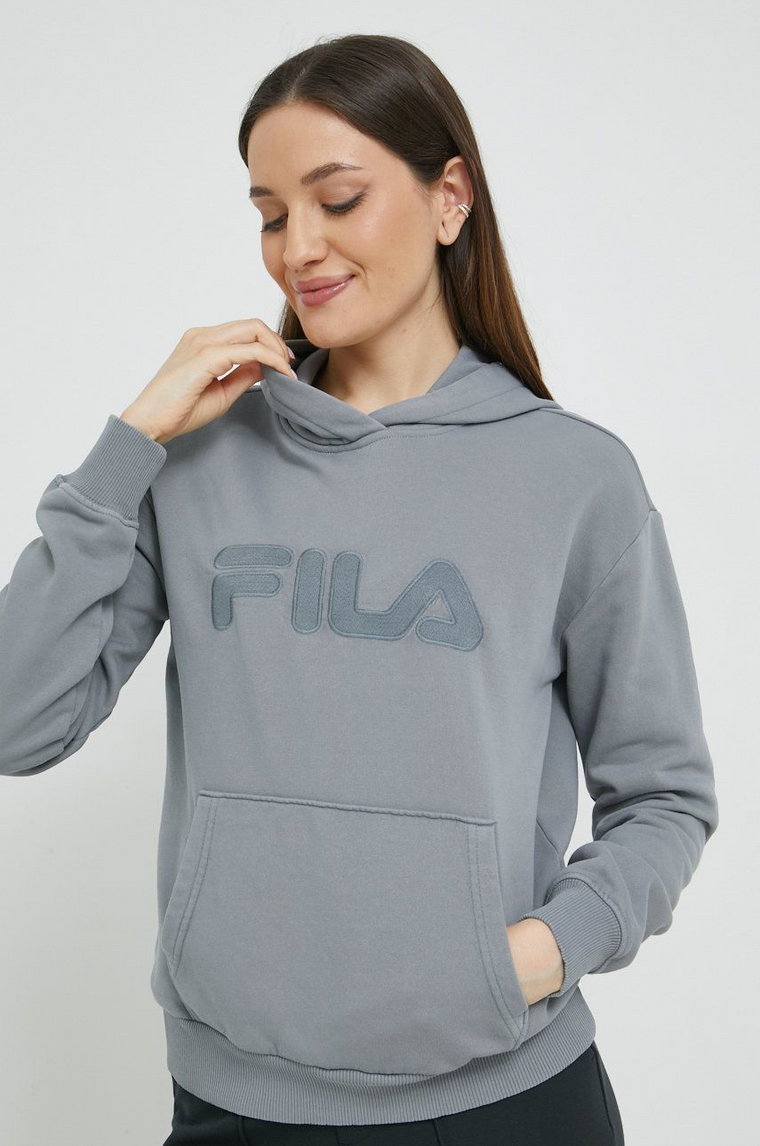 Fila bluza damska kolor szary z kapturem gładka