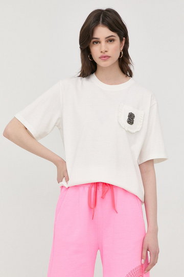 Silvian Heach t-shirt bawełniany kolor beżowy