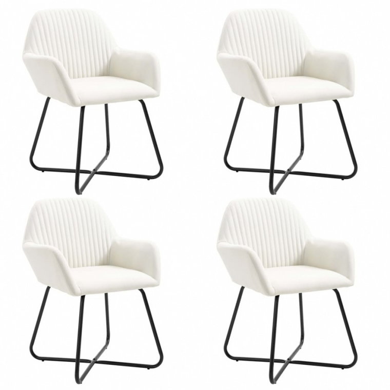 Krzesła do salonu 4 szt. kremowe tapicerowane tkaniną kod: V-277098