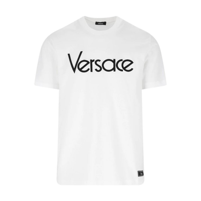 Biała Koszulka z Logo z Bawełny Versace