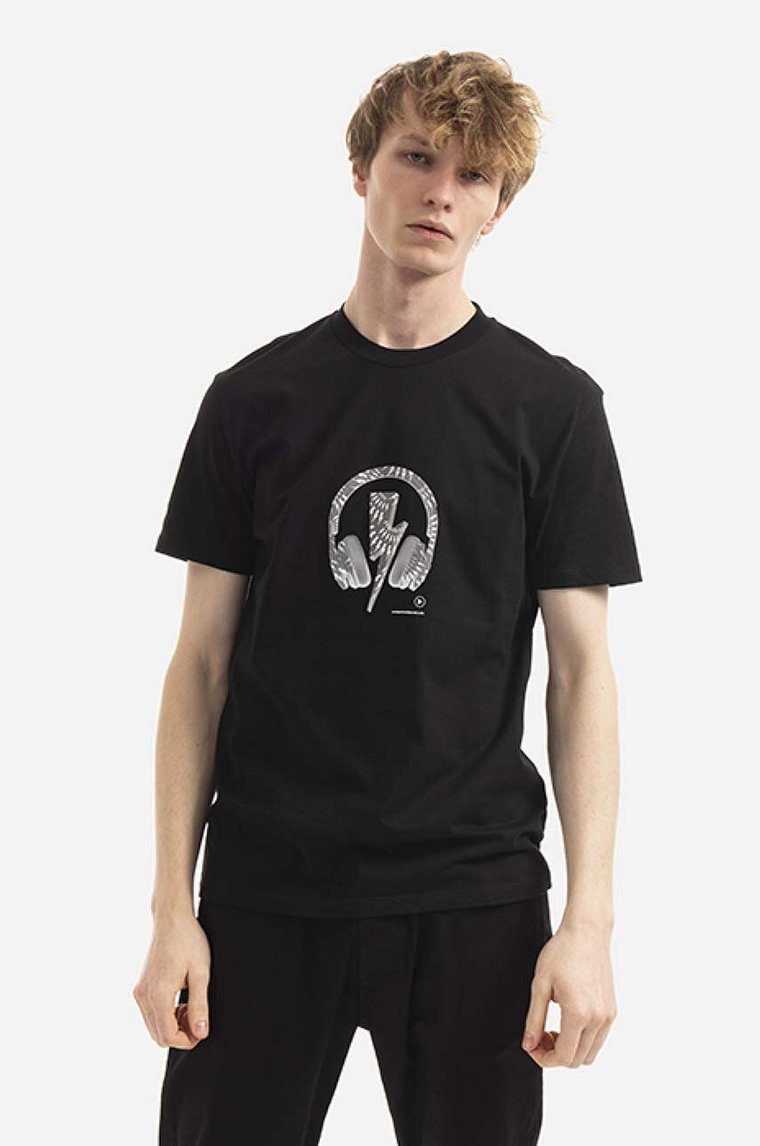 Neil Barett t-shirt bawełniany Bolts kolor czarny z nadrukiem BJT050S.S525S.1496-CZARNY