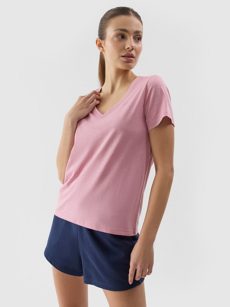 T-shirt gładki damski - różowy