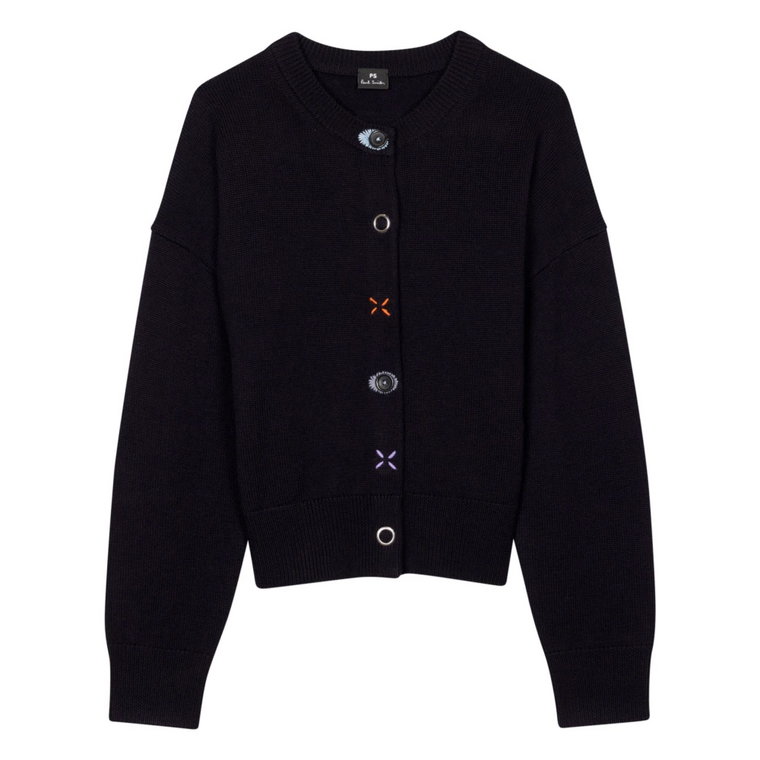 Granatowy Sweter z Haftem PS By Paul Smith