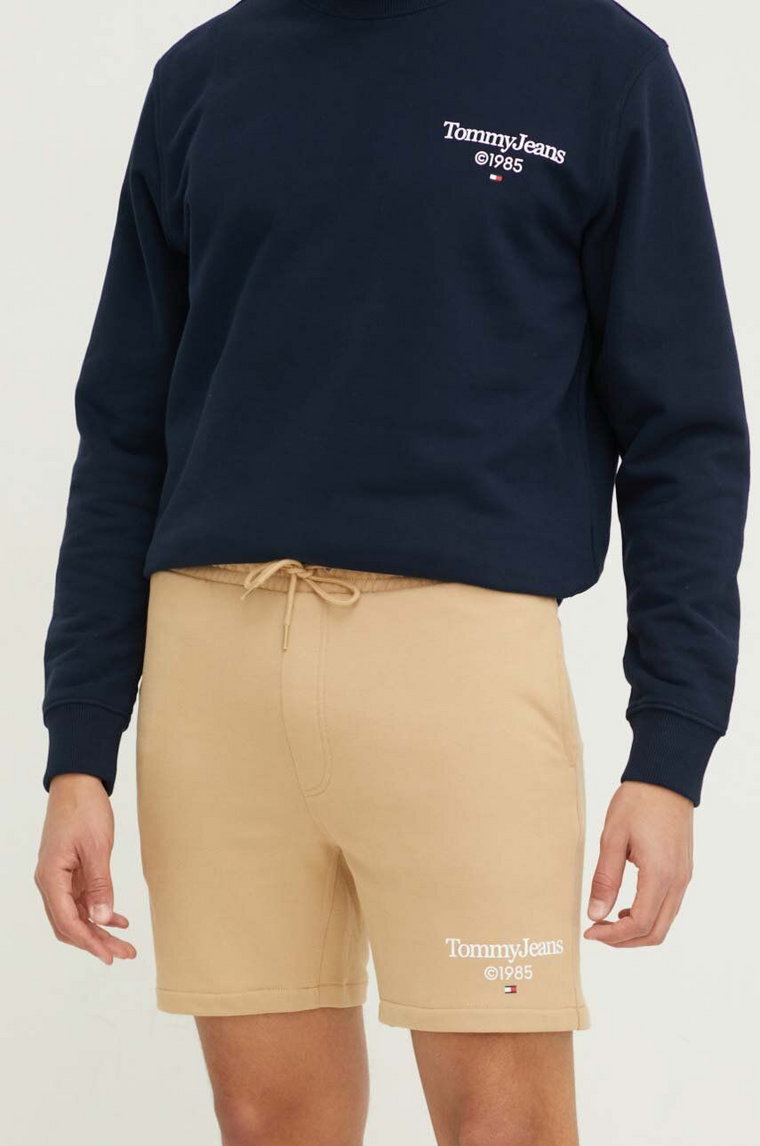 Tommy Jeans szorty bawełniane kolor beżowy