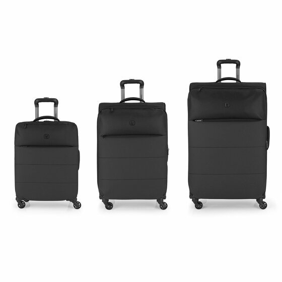 Gabol Florida 4 kółka Zestaw walizek 3-części z plisą rozprężną black