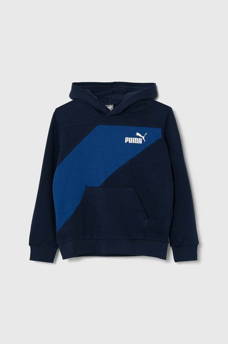 Puma bluza dziecięca PUMA POWER Colorblock TR B Club N kolor granatowy z kapturem wzorzysta