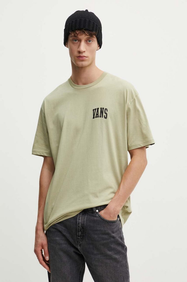 Vans t-shirt bawełniany męski kolor zielony z nadrukiem VN000HFGD3Z1