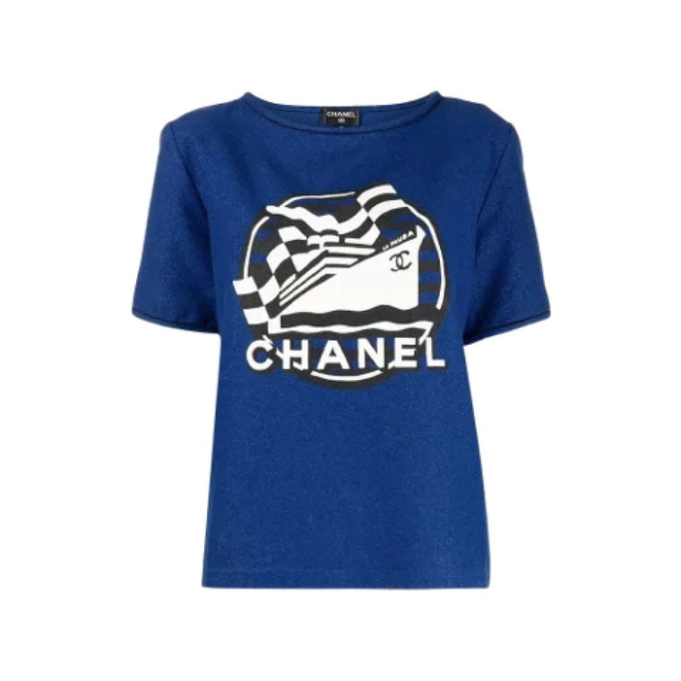 Używany Niebieski Bawełniany Top Chanel Chanel Vintage