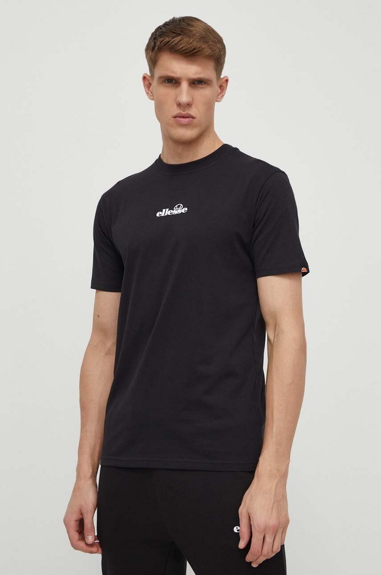Ellesse t-shirt bawełniany Ollio Tee męski kolor czarny z nadrukiem SHP16463