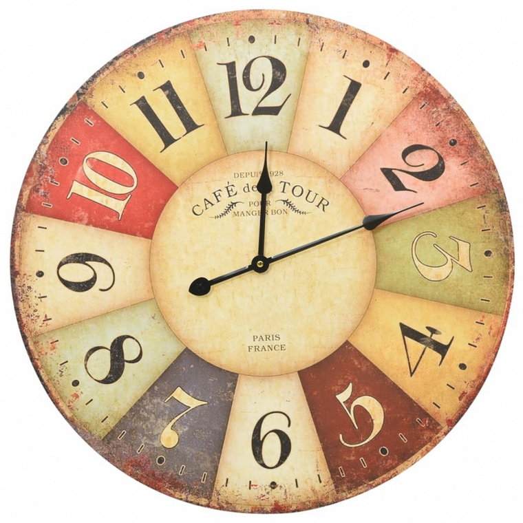 Zegar ścienny w stylu vintage, kolorowy, 60 cm kod: V-325181
