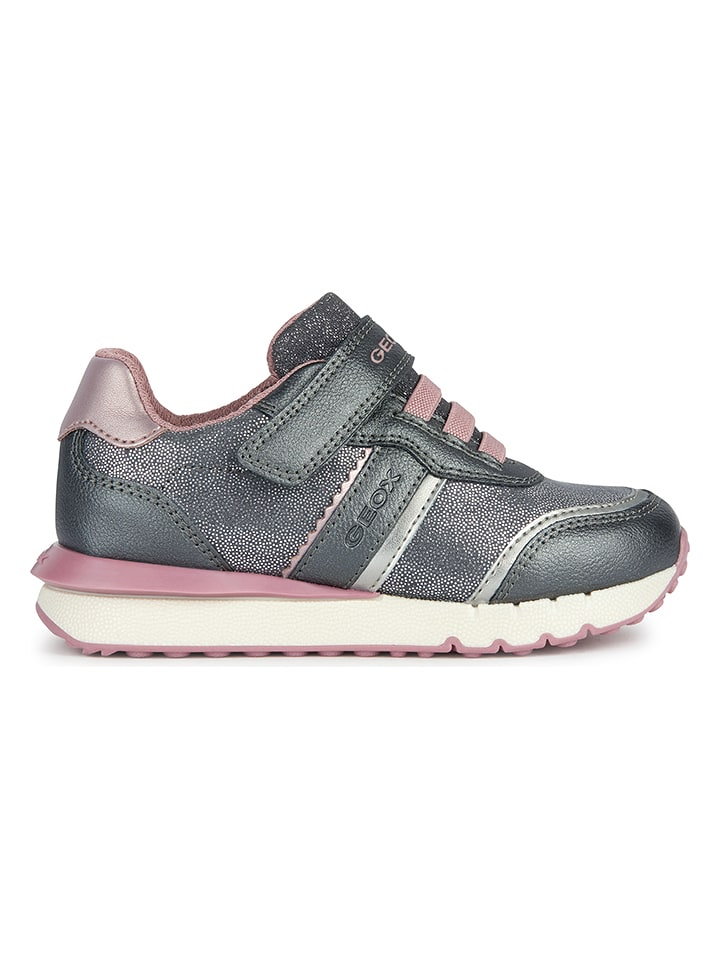 Geox Skórzane sneakersy "Fastics" w kolorze szaro-jasnoróżowym
