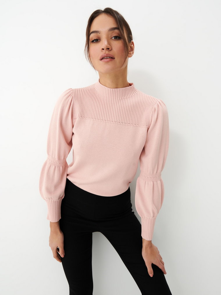 Mohito - Sweter z bufiastymi rękawami - Różowy