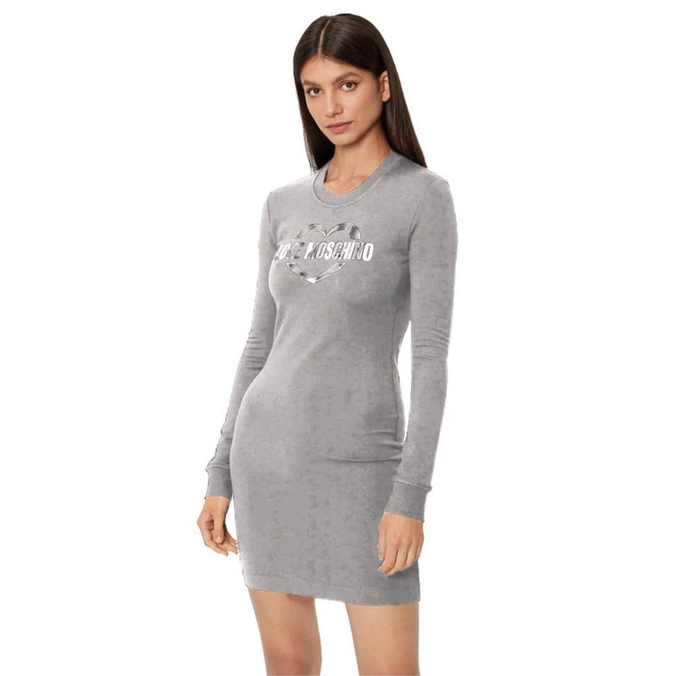 Sukienka z bawełny z metalicznym logo Love Moschino