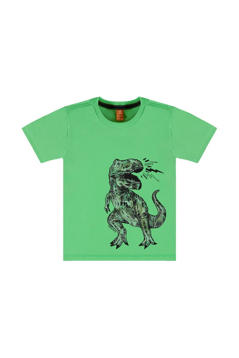 Zielony bawełniany t-shirt niemowlęcy z dinozaurem