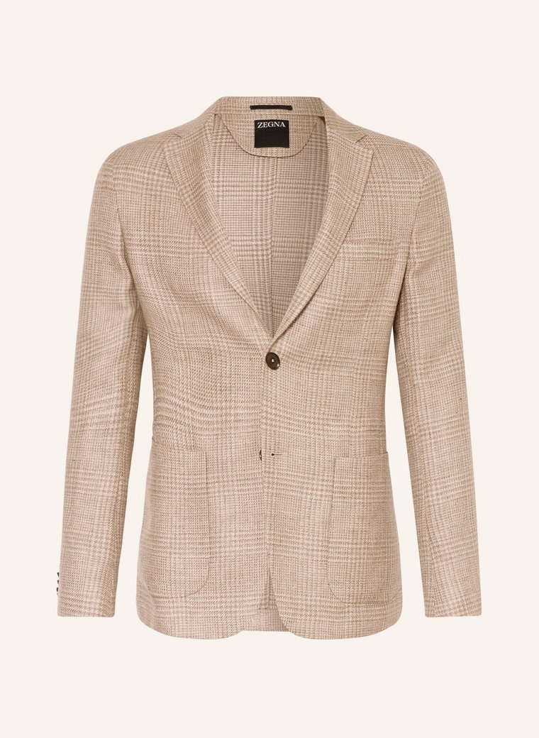 Zegna Marynarka Z Lnu Extra Slim Fit beige