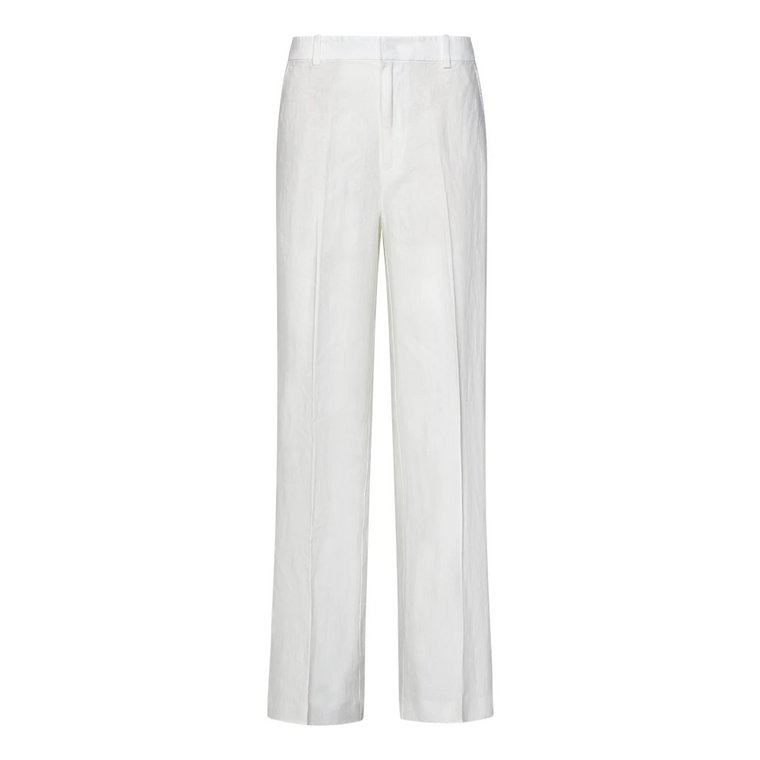 Białe lniane spodnie proste nogawki Polo Ralph Lauren
