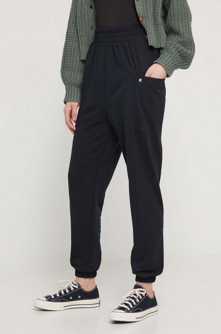 Roxy spodnie dresowe kolor czarny gładkie ERJFB03409