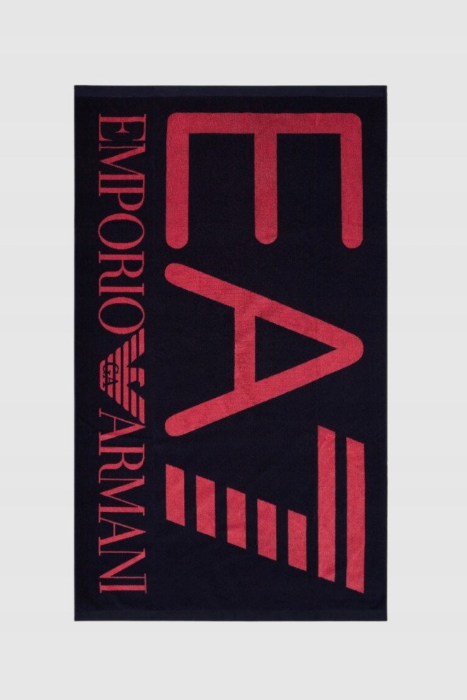EA7 Granatowy ręcznik z dużym czerwonym logo