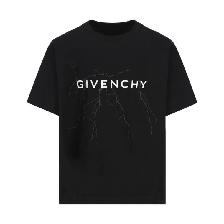 Czarna Refleksyjna Wzór Błyskawicy T-shirt Givenchy