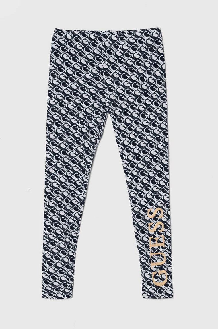 Guess legginsy dziecięce kolor granatowy wzorzyste