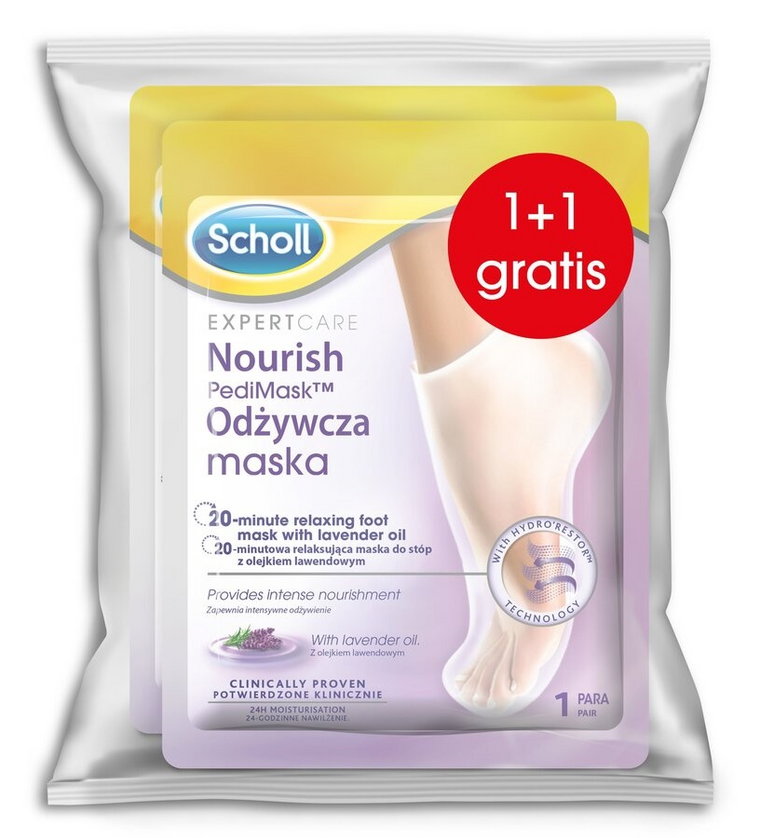 Scholl Expert Care PediMask Maska do stóp z Olejkiem Lawendowym 1+1 Gratis (2 Pary)