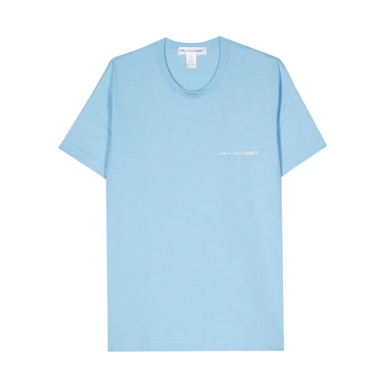 Koszulka z nadrukiem logo z bawełny w niebieskim niebie Comme des Garçons