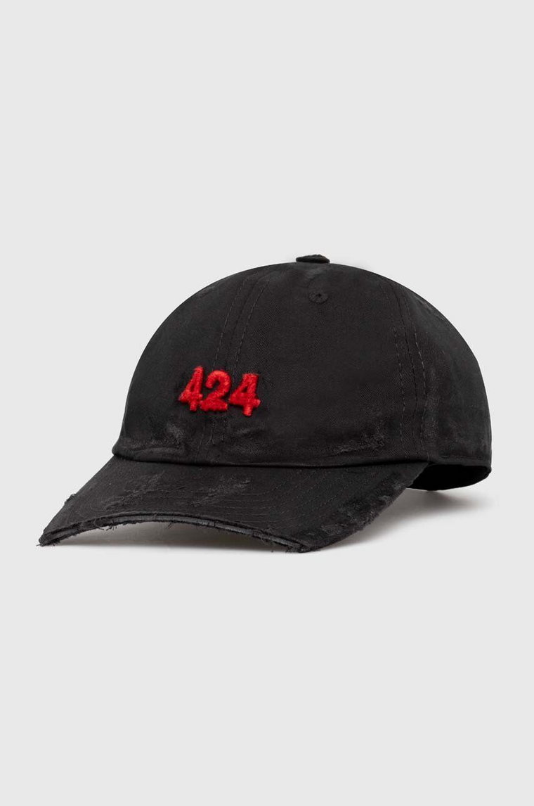 424 czapka z daszkiem bawełniana Distressed Baseball Hat kolor czarny z aplikacją FF4SMY01BP-TE002.999