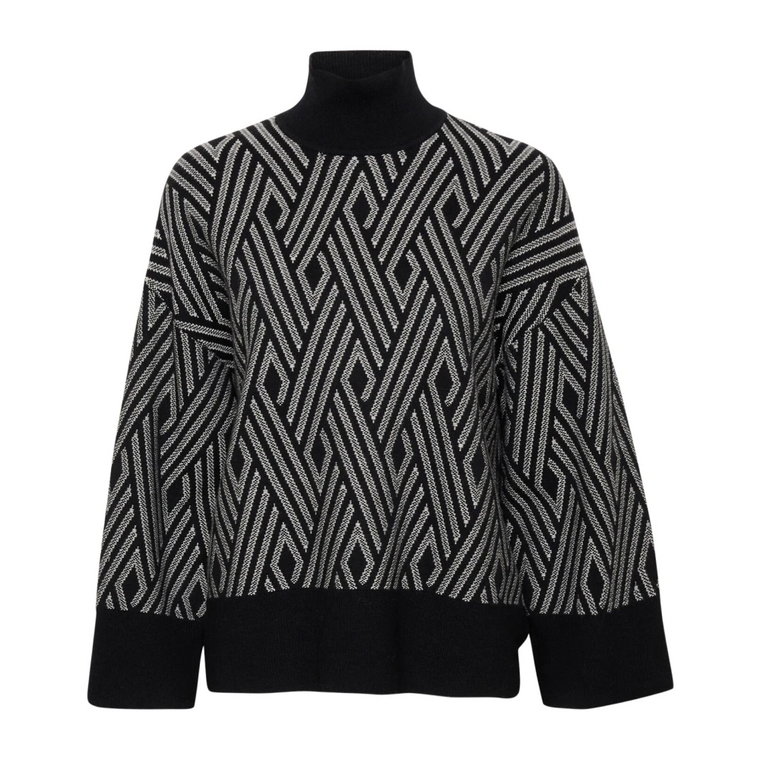 Sweter Jaquardowy 30108916 Czarno-Biały InWear