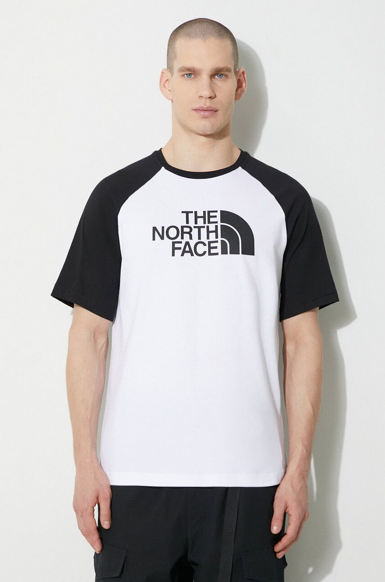 The North Face t-shirt bawełniany M S/S Raglan Easy Tee męski kolor biały z nadrukiem NF0A87N7FN41