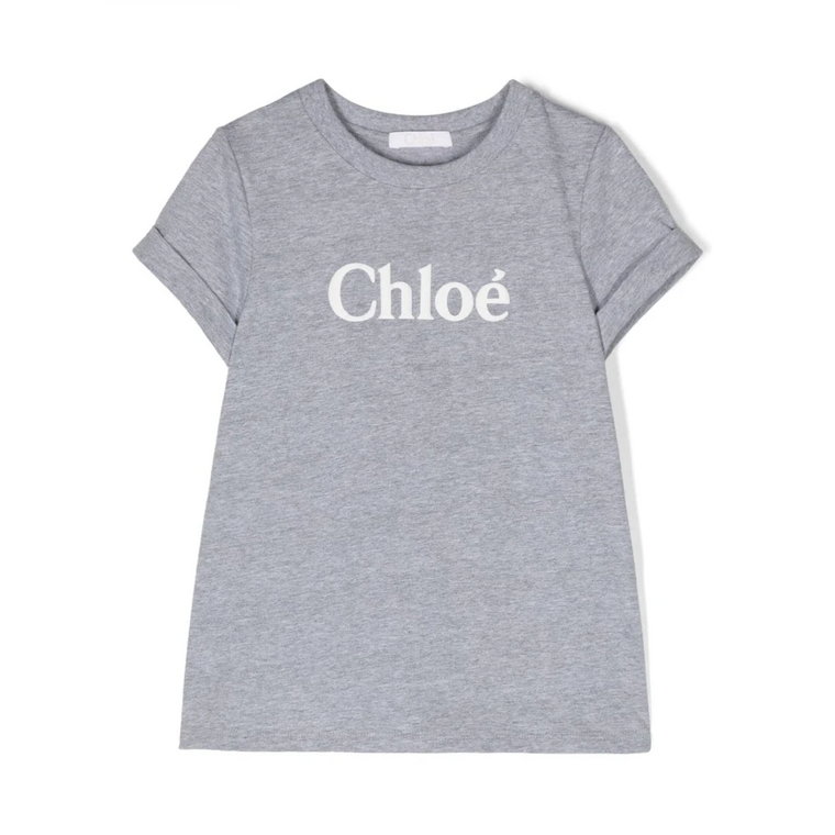 Koszulka z nadrukiem logo dla modnych dziewcząt Chloé