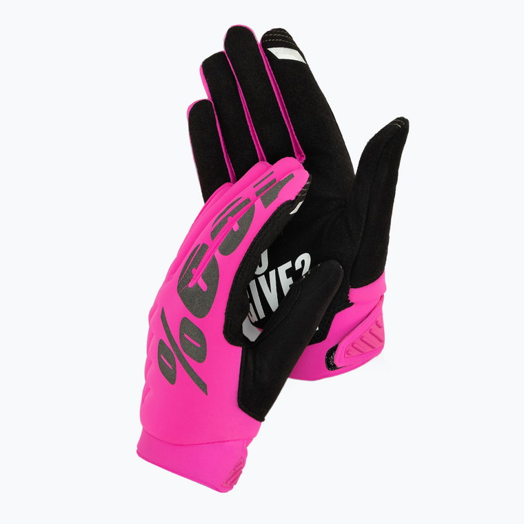 Rękawiczki rowerowe damskie 100% Brisker W neon pink/black