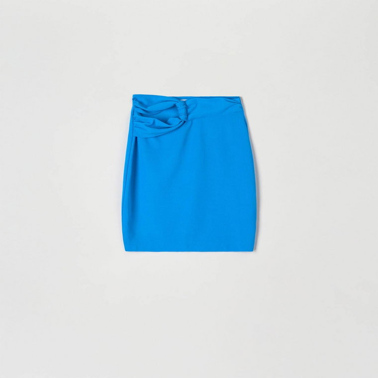 Sinsay - Spódnica mini z wiązaniem - Niebieski