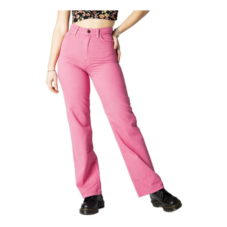Różowe jednolite jeansy z zamkiem błyskawicznym i guzikami Only