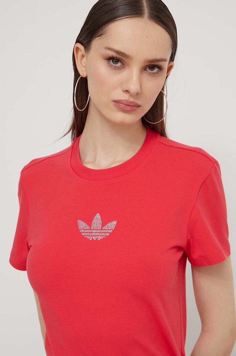 adidas Originals t-shirt damski kolor czerwony IS4596