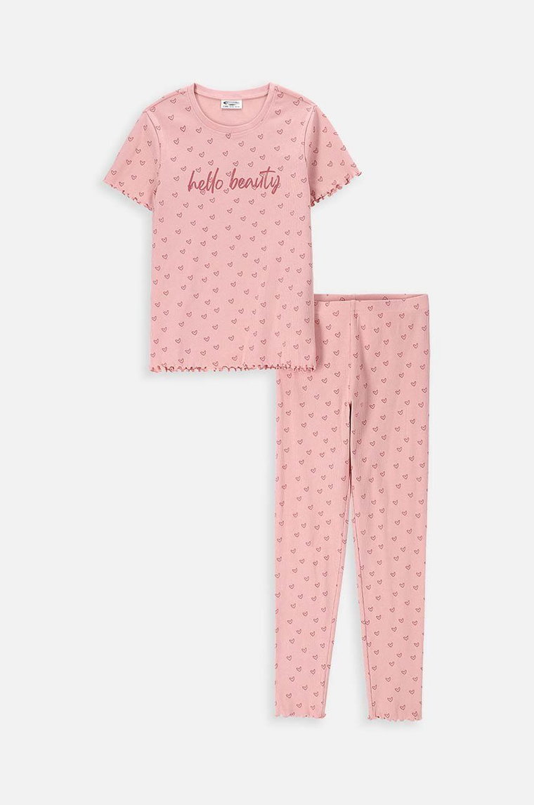 Coccodrillo piżama bawełniana dziecięca kolor różowy wzorzysta