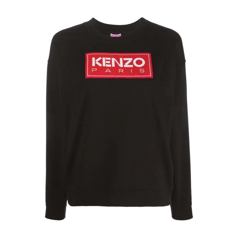 Stylowy Czarny Sweter z Haftowanym Emblematem Kenzo