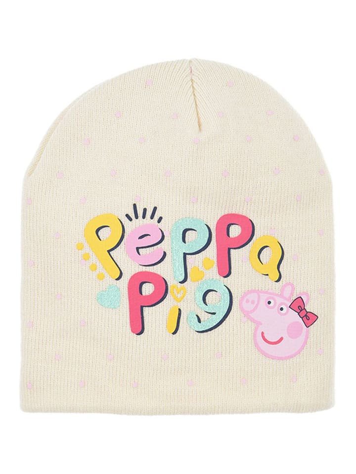 Peppa Pig Czapka "Świnka Peppa" w kolorze kremowym ze wzorem