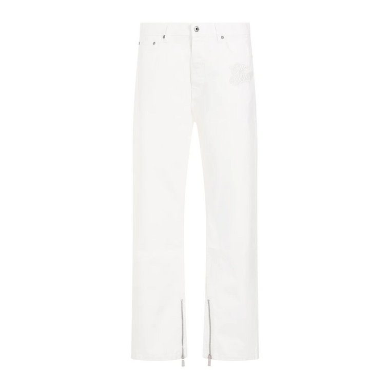 Białe Bawełniane Logo Skate Raw Jeans Off White