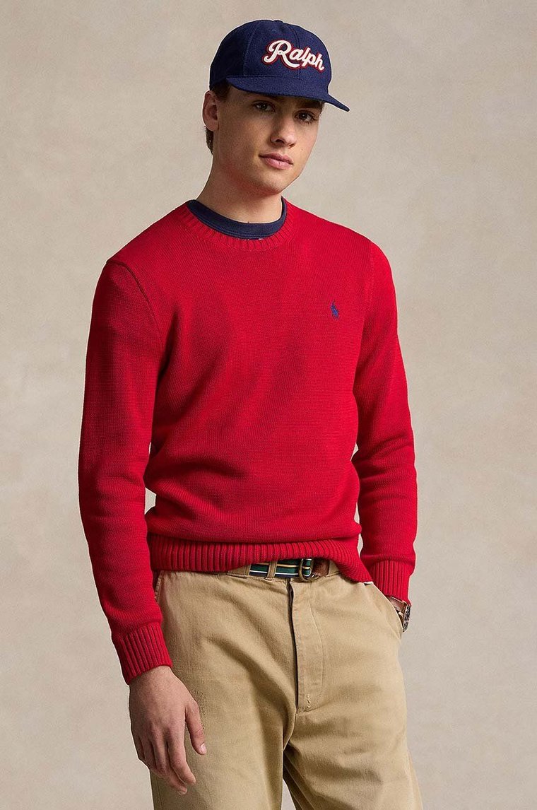 Polo Ralph Lauren sweter bawełniany Longsleeve Sweat kolor czerwony  710810846017